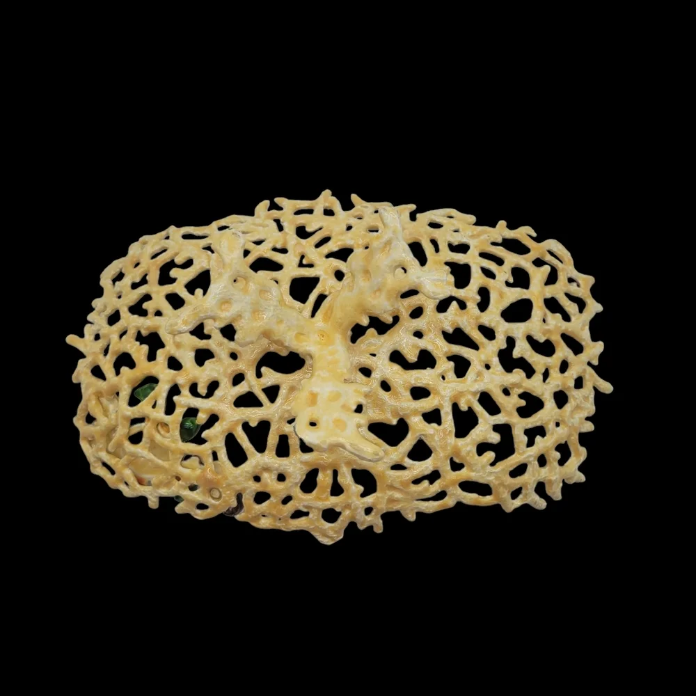Kubla Craft - Shell Sculpture‎ & Enamel Coral Plate - Sea Turtle